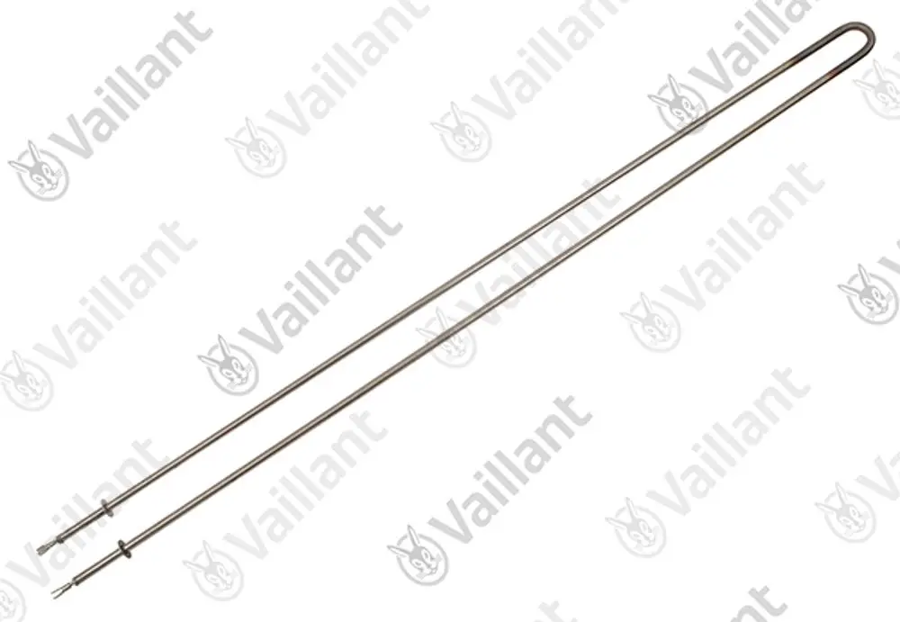 Vaillant Heizstab mit zwei parallelen Stangen und einer gebogenen Spitze, präsentiert vor neutralem Hintergrund.